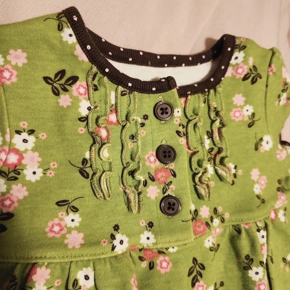 Carter's Super-Cute Avocado Green Floral Short Sleeve One Piece Infant 6 Months